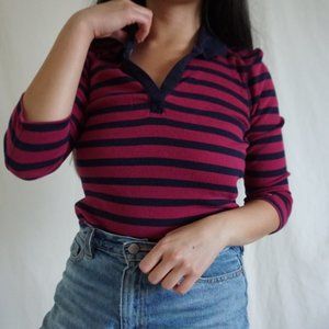 90S/Y2K STRIPED TOMMY HILFIGER LONG SLEEVE POLO🥀